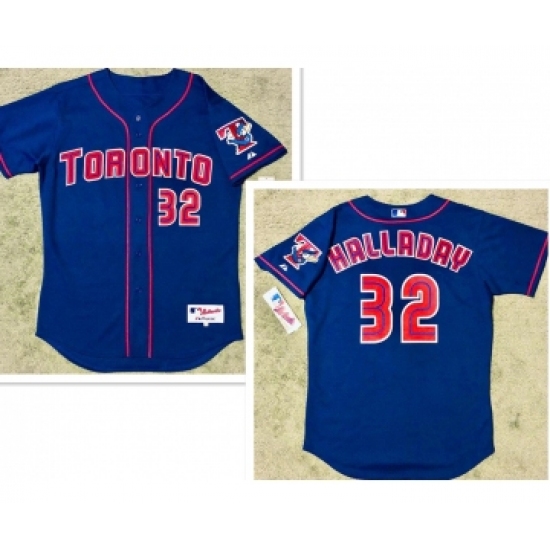 Men's Toronto Blue Jays #32 Roy Halladay Alternate Blue MLB Jersey - Ujersey