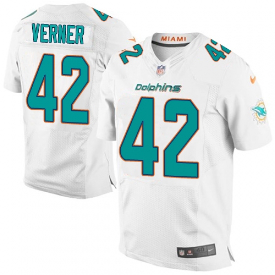 Men's Nike Miami Dolphins #42 Alterraun Verner Elite White NFL Jersey - Ujersey