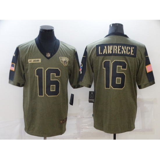 Men's Jacksonville Jaguars #16 Trevor Lawrence Nike Olive 2021 Salute To Service Limited Player Jersey - Ujersey