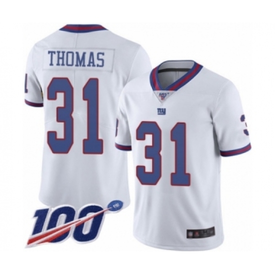 Men's New York Giants #31 Michael Thomas Limited White Rush Vapor Untouchable 100th Season Football Jersey - Ujersey