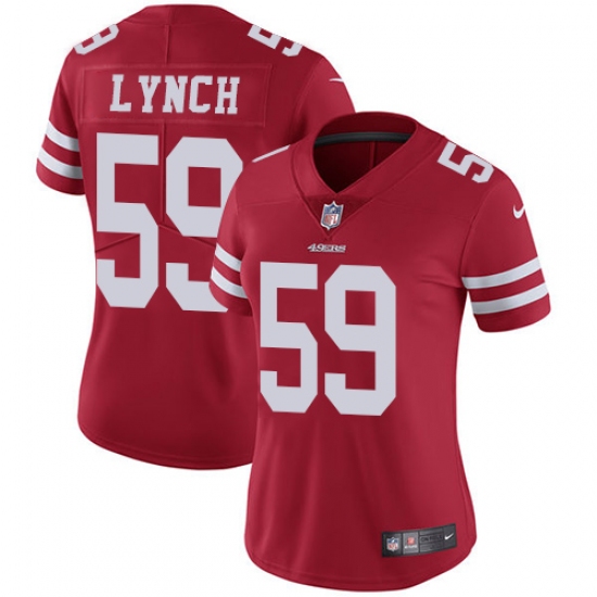 Women's Nike San Francisco 49ers #59 Aaron Lynch Elite Red Team Color NFL Jersey - Ujersey