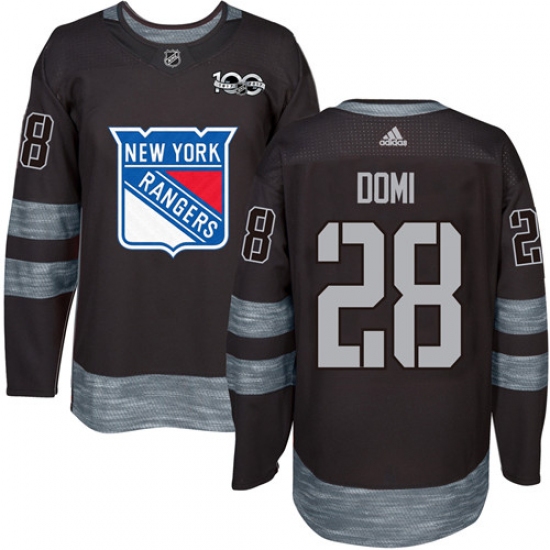 Men's Adidas New York Rangers #28 Tie Domi Premier Black 1917-2017 100th Anniversary NHL Jersey - Ujersey