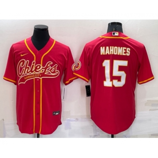 Men's Kansas City Chiefs Patrick Mahomes Red Stitched Cool Base Nike Baseball Jersey - Ujersey