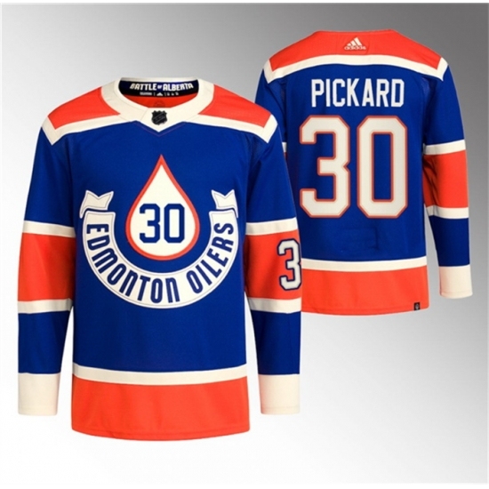 Men's Edmonton Oilers #30 Calvin Pickard 2023 Royal Heritage Classic Primegreen Stitched Jersey - Ujersey