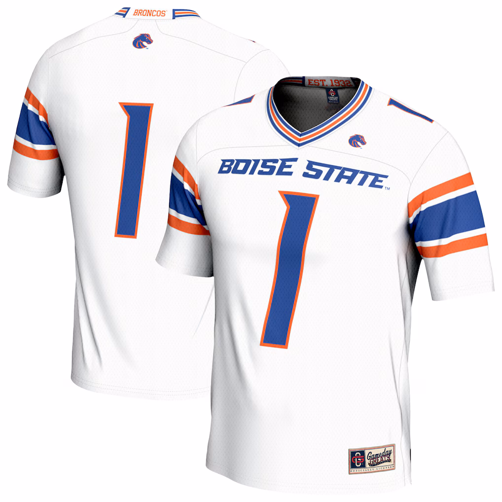 Unisex GameDay Greats White Boise State Broncos Collegiate Football Lightweight Fashion Jersey
