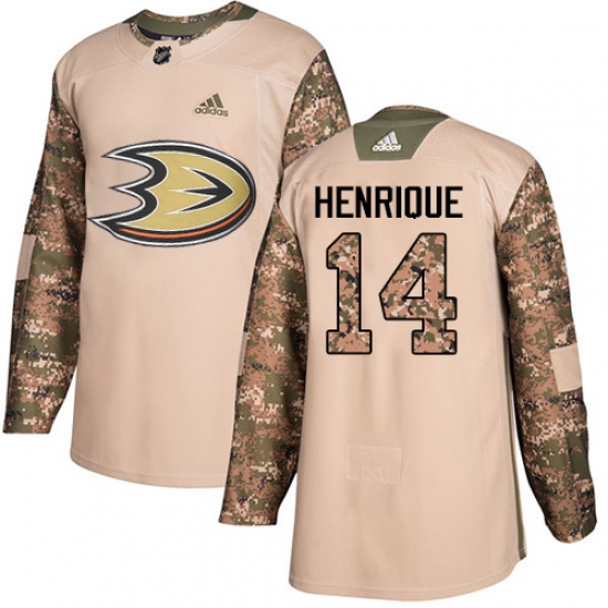 Men's Adidas Anaheim Ducks #14 Adam Henrique Authentic Camo Veterans Day Practice NHL Jersey - Ujersey