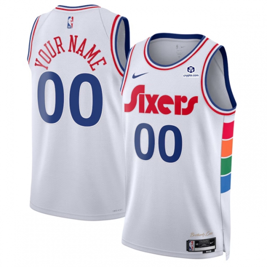 Men's Philadelphia 76ers Active Player Custom White 2024-25 City Edition Stitched Jersey - Ujersey