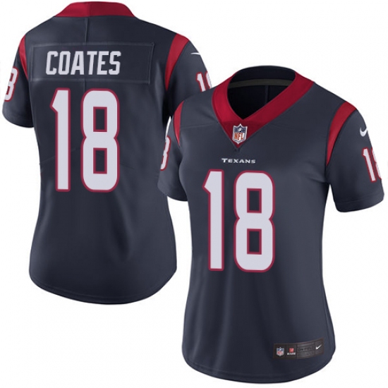 Women's Nike Houston Texans #18 Sammie Coates Navy Blue Team Color Vapor Untouchable Limited Player NFL Jersey - Ujersey