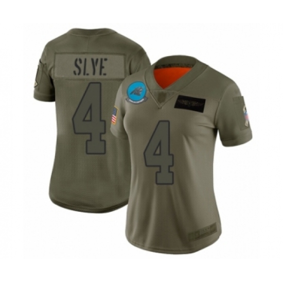 Women's Carolina Panthers #4 Joey Slye Limited Olive 2019 Salute to Service Football Jersey - Ujersey