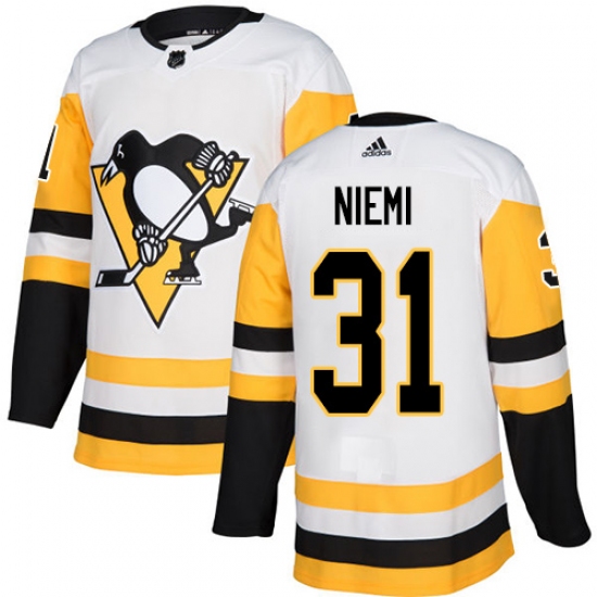 Youth Adidas Pittsburgh Penguins #31 Antti Niemi Authentic White Away NHL Jersey - Ujersey