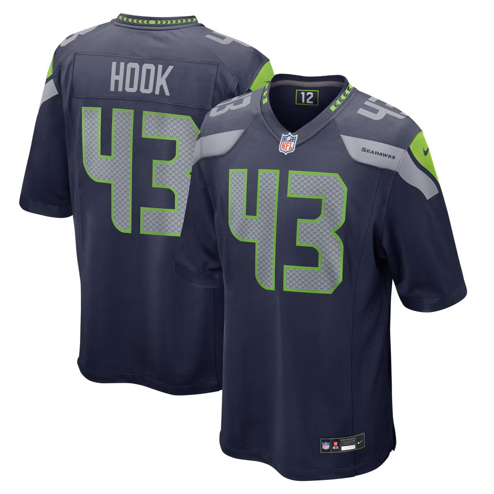 Men's Seattle Seahawks Maxen Hook Nike College Navy Team Game Jersey - Ujersey