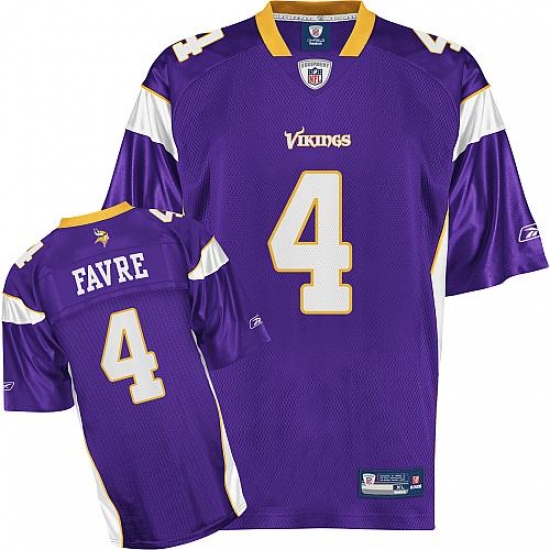 Reebok Minnesota Vikings #4 Brett Favre Purple Team Color Replica Throwback NFL Jersey - Ujersey