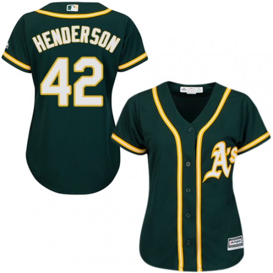 Women's Majestic Oakland Athletics #42 Dave Henderson Replica Green Alternate 1 Cool Base MLB Jersey - Ujersey