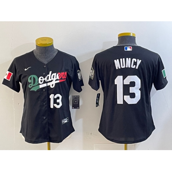 Women's Los Angeles Dodgers #13 Max Muncy Number Black Mexico 2020 World Series Cool Base Nike Jerseys - Ujersey
