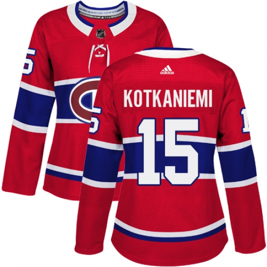 Women's Adidas Montreal Canadiens #15 Jesperi Kotkaniemi Premier Red Home NHL Jersey - Ujersey