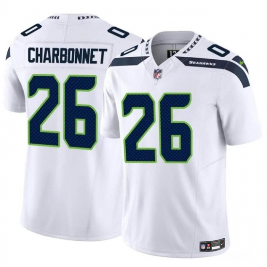 Men's Seattle Seahawks #26 Zach Charbonnet White 2024 F.U.S.E Vapor Limited Stitched Football Jersey - Ujersey