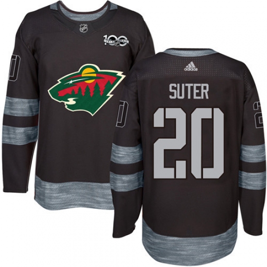 Men's Adidas Minnesota Wild #20 Ryan Suter Authentic Black 1917-2017 100th Anniversary NHL Jersey - Ujersey