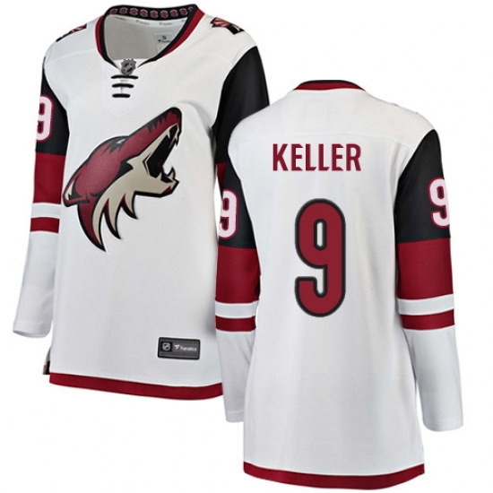 Women's Arizona Coyotes #9 Clayton Keller Authentic White Away Fanatics Branded Breakaway NHL Jersey - Ujersey