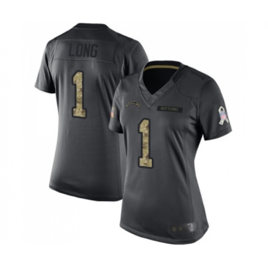 Women's Los Angeles Chargers #1 Ty Long Limited Black 2016 Salute to Service Football Jersey - Ujersey