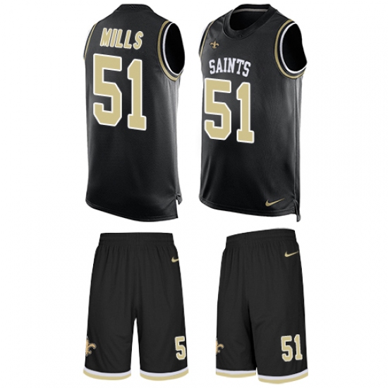 Men's Nike New Orleans Saints #51 Sam Mills Limited Black Tank Top Suit NFL Jersey - Ujersey
