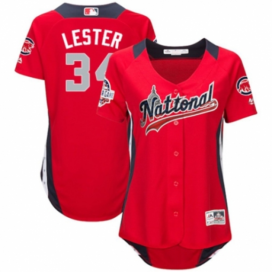Women's Majestic Chicago Cubs #34 Jon Lester Game Red National League 2018 MLB All-Star MLB Jersey - Ujersey