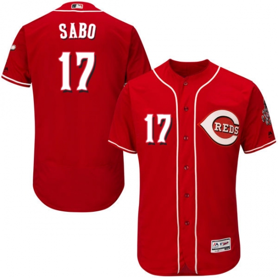 Men's Majestic Cincinnati Reds #17 Chris Sabo Red Alternate Flex Base Authentic Collection MLB Jersey - Ujersey