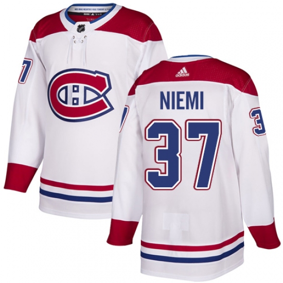 Men's Adidas Montreal Canadiens #37 Antti Niemi Authentic White Away NHL Jersey - Ujersey