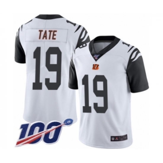 Men's Cincinnati Bengals #19 Auden Tate Limited White Rush Vapor Untouchable 100th Season Football Jersey - Ujersey
