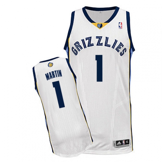 Men's Adidas Memphis Grizzlies #1 Jarell Martin Authentic White Home NBA Jersey - Ujersey