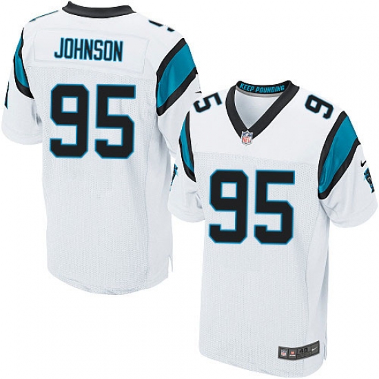 Men's Nike Carolina Panthers #95 Charles Johnson Elite White NFL Jersey - Ujersey