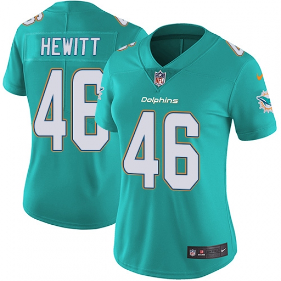 Women's Nike Miami Dolphins #46 Neville Hewitt Elite Aqua Green Team Color NFL Jersey - Ujersey