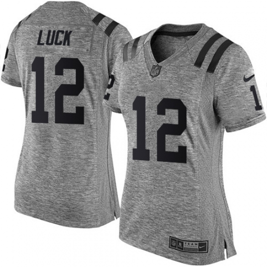 Women's Nike Indianapolis Colts #12 Andrew Luck Limited Gray Gridiron NFL Jersey - Ujersey