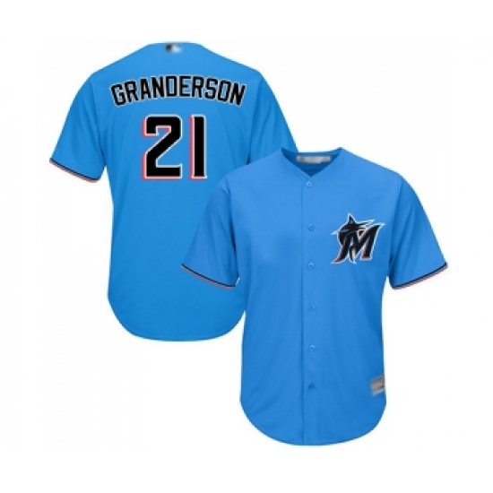 Youth Miami Marlins #21 Curtis Granderson Replica Blue Alternate 1 Cool Base Baseball Jersey - Ujersey