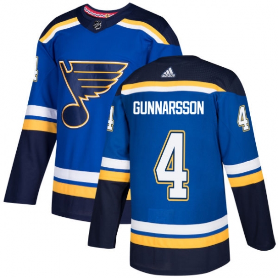 Men's Adidas St. Louis Blues #4 Carl Gunnarsson Premier Royal Blue Home NHL Jersey - Ujersey