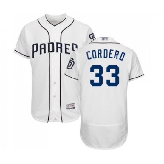 Men's San Diego Padres #33 Franchy Cordero White Home Flex Base Authentic Collection Baseball Jersey - Ujersey