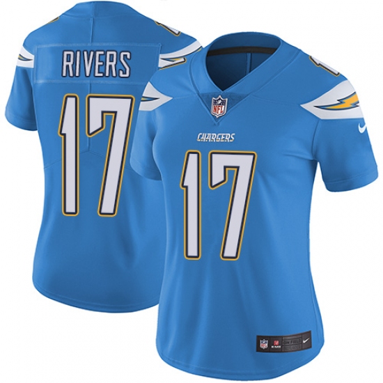 Women's Nike Los Angeles Chargers #17 Philip Rivers Electric Blue Alternate Vapor Untouchable Limited Player NFL Jersey - Ujersey