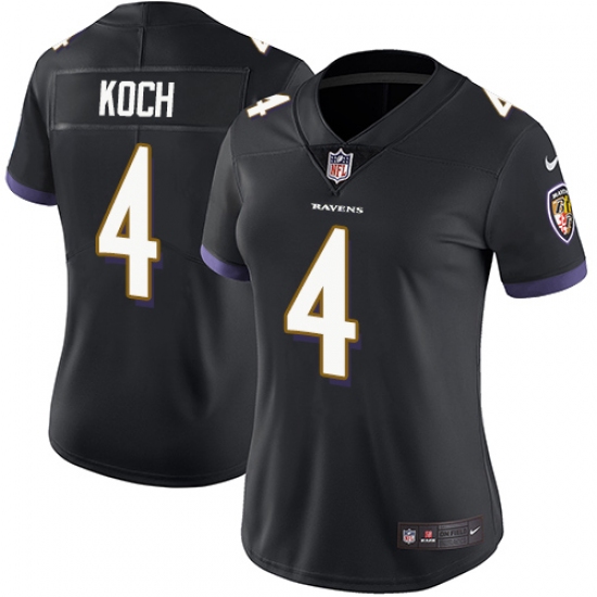 Women's Nike Baltimore Ravens #4 Sam Koch Black Alternate Vapor Untouchable Limited Player NFL Jersey - Ujersey