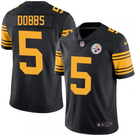 Men's Nike Pittsburgh Steelers #5 Joshua Dobbs Limited Black Rush Vapor Untouchable NFL Jersey - Ujersey