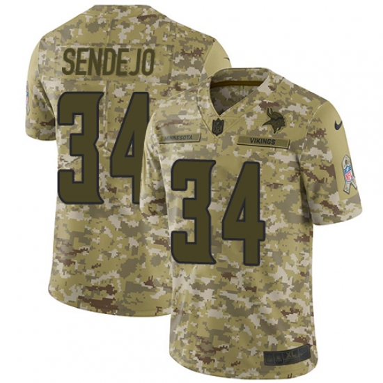 Men's Nike Minnesota Vikings #34 Andrew Sendejo Limited Camo 2018 Salute to Service NFL Jersey - Ujersey