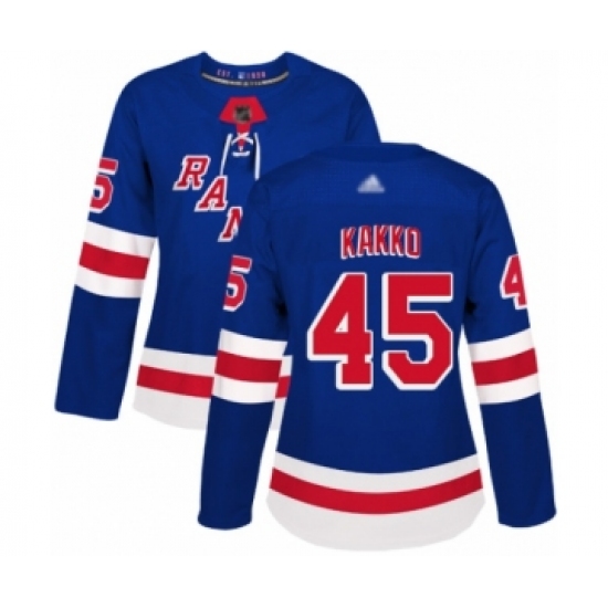 Women's New York Rangers #45 Kaapo Kakko Authentic Royal Blue Home Hockey Jersey - Ujersey
