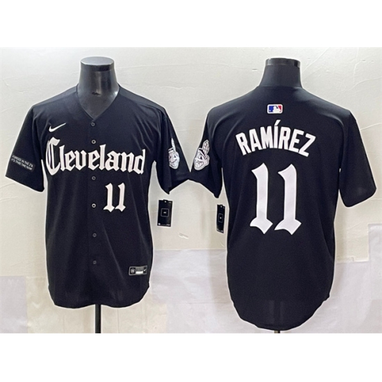 Men's Cleveland Guardians #11 José Ramírez Black Gothic Vapor Premier Limited Stitched Baseball Jersey - Ujersey