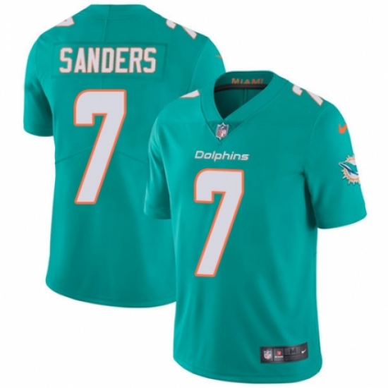 Youth Nike Miami Dolphins #7 Jason Sanders Aqua Green Team Color Vapor Untouchable Limited Player NFL Jersey - Ujersey