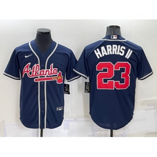 Men's Atlanta Braves #23 Michael Harris II Navy Blue Stitched MLB Cool Base Nike Jersey - Ujersey