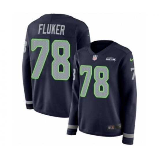 Women's Nike Seattle Seahawks #78 D.J. Fluker Limited Navy Blue Therma Long Sleeve NFL Jersey - Ujersey
