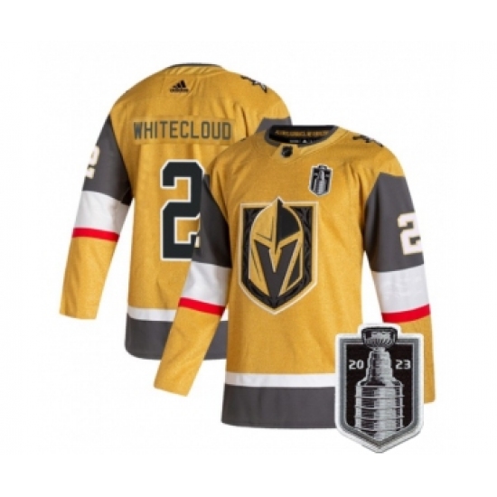 Men's Vegas Golden Knights #2 Zach Whitecloud Gold 2023 Stanley Cup Final Stitched Jersey - Ujersey