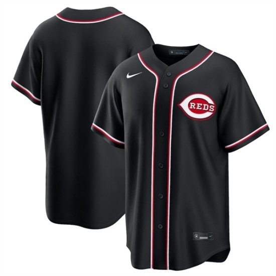 Men's Cincinnati Reds Blank Black Out Stitched Baseball Jersey - Ujersey