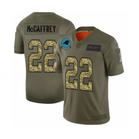 Men's Carolina Panthers #22 Christian McCaffrey 2019 Olive Camo Salute to Service Limited Jersey - Ujersey
