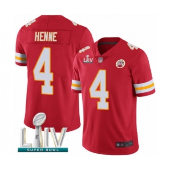 Youth Kansas City Chiefs #4 Chad Henne Red Team Color Vapor Untouchable Limited Player Super Bowl LIV Bound Football Jersey - Ujersey