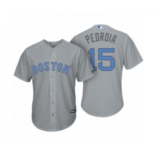 Women's Boston Red Sox #15 Dustin Pedroia Gray 2017 Fathers Day Cool Base Jersey - Ujersey