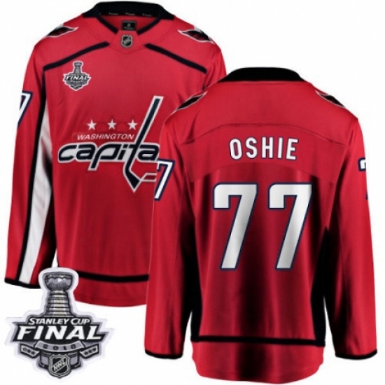 Men's Washington Capitals #77 T.J. Oshie Fanatics Branded Red Home Breakaway 2018 Stanley Cup Final NHL Jersey - Ujersey